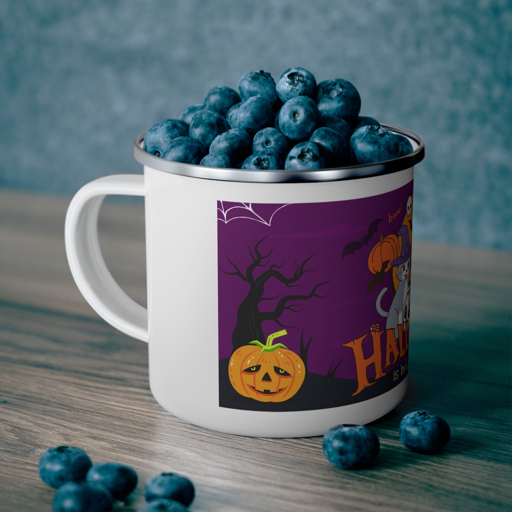 Happy Halloween is Better with Cats | Enamel Camping Mug